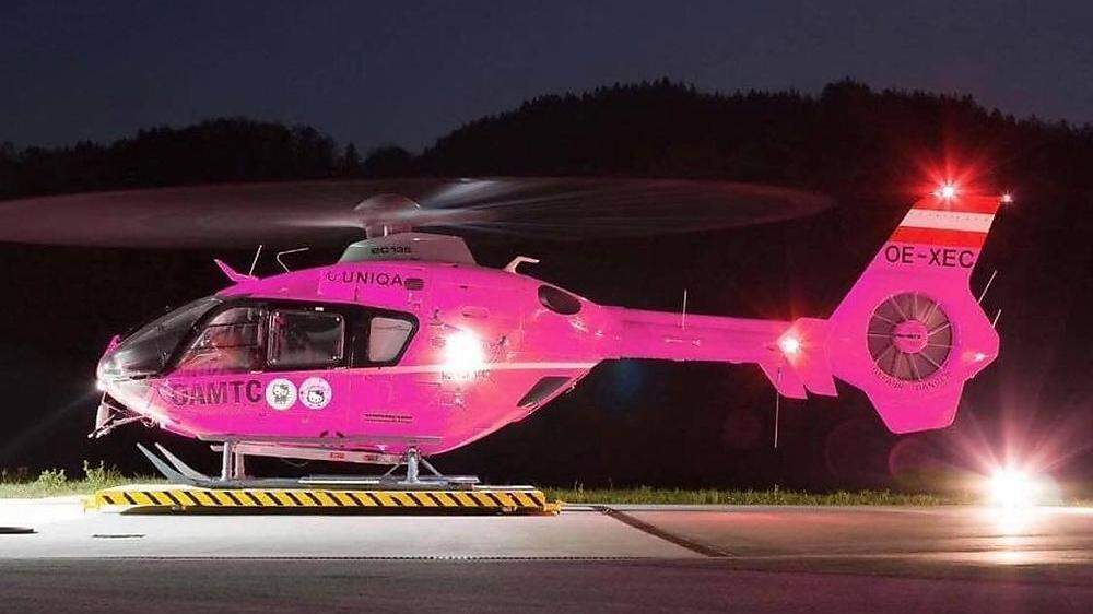 Der Hubschrauber, der in der Nacht ganz in Pink erstrahlen soll