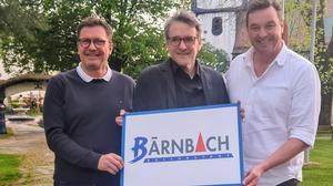 Bürgermeister Jochen Bocksruker, Kabarettist Christof Spörk und Stadtrat Andreas Albrecher (von rechts)