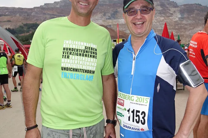 Organisator Rudolf Tischhart (l.) mit Läufer Richard Lorenzoni (Brauunion).