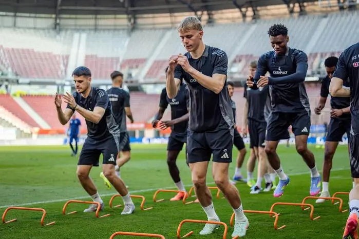 KLAGENFURT,AUSTRIA,30.APR.25 - SOCCER - UNIQA OEFB Cup, final, Wolfsberger AC vs TSV Hartberg, preview, training WAC. Image shows Erik Kojzek (WAC). 
Photo: GEPA pictures/ Matthias Trinkl