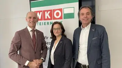 Regionalstellenobfrau Astrid Baumann und Regionalstellenleiter Alexander Sumnitsch (re.) gaben im Beisein von Landesrat Willibald Ehrenhöfer Einblicke in die wirtschaftliche Situation im Bezirk Leoben