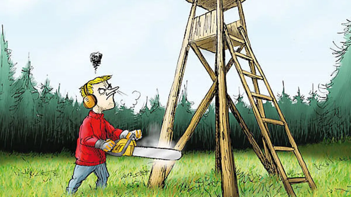 Auch wenn der Jagdsitz ohne Erlaubnis aufgestellt wurde, empfiehlt es sich nicht, beim Entfernen selbst Hand anzulegen