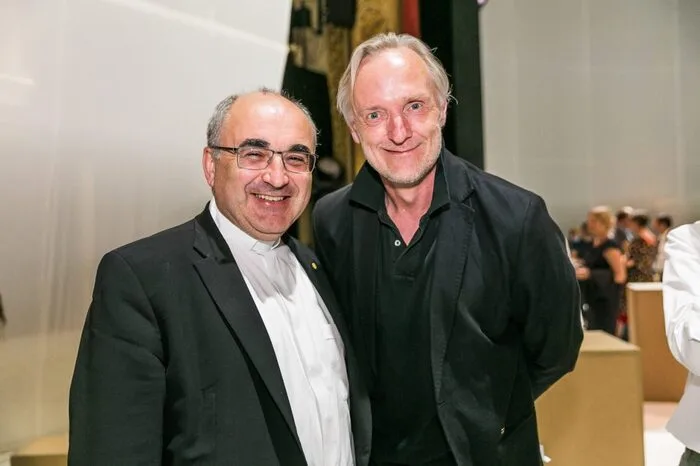 ... Bischof Wilhelm Krautwaschl und Kulturstadtrat Günter Riegler ...