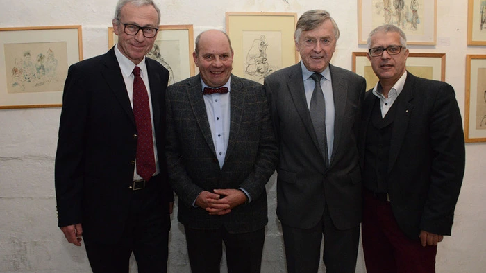 Für die hochwertige Ausstellung verantwortlich: Wilfried Magnet, Peter Weber, Erich Mair und Brauerei Chef Thomas Santler