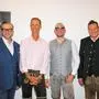Feierten die Unternehmensgründung: Bürgermeister Helmut Linhart, Hagen Temmel und Jochen Schmidt sowie Bürgermeister und Landtagsabgeordneter Jochen Bocksruker (von links)