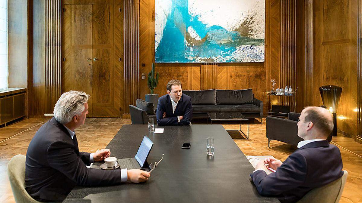 Sebastian Kurz im historischen Kanzlerzimmer mit Thomas Götz und Hubert Patterer: „Der schlimmste Moment war der Einstieg in die Spitzenpolitik“