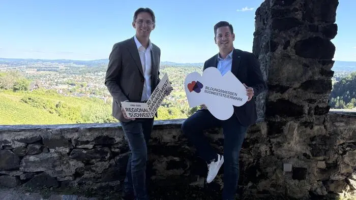 Joachim Schnabel, stv. Vorsitzender des Regionalverbandes, und Gerhard Hirschmann, Vorsitzender des Regionalverbandes (v. l. ), lieferten erste Infos zu den Bildungsmessen in der Südweststeiermark