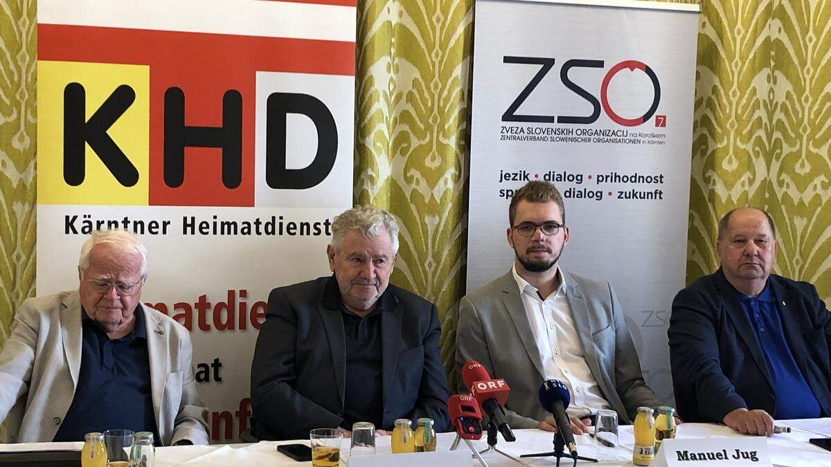 Setzen auf Gemeinsamkeit: Josef Feldner, Andreas Mölzer, Manuel Jug, Marjan Sturm (von links)