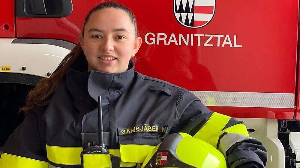 Nina-Larissa Gamsjäger (26) ist für die Freiwillige Feuerwehr Granitztal im Einsatz