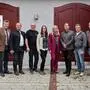 WKO-Regionalstellenleiter Thomas Heuberger, Bürgermeister Klaus Strein, Ernst Gregorc, Sarah Hartensteiner, WB-Stadtgruppenobfrau Susanne Baumann, WB-Stadtgruppenobfrau-Stv. Wolfgang Schweigler, Franz Konrad und Manfred Walter 