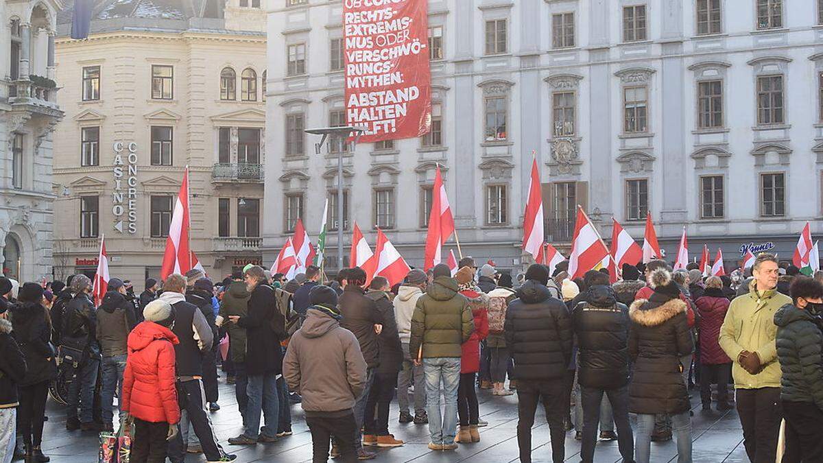 In Graz kam es zu einer Gegendemonstration linker Gruppierungen