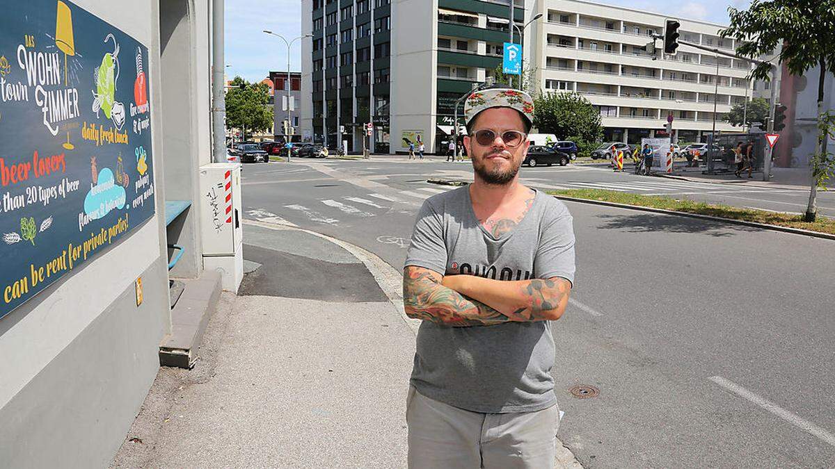 Robert Krall, Chef vom Wohnzimmer an der Kreuzung Villacher Straße/Rosentaler Straße 