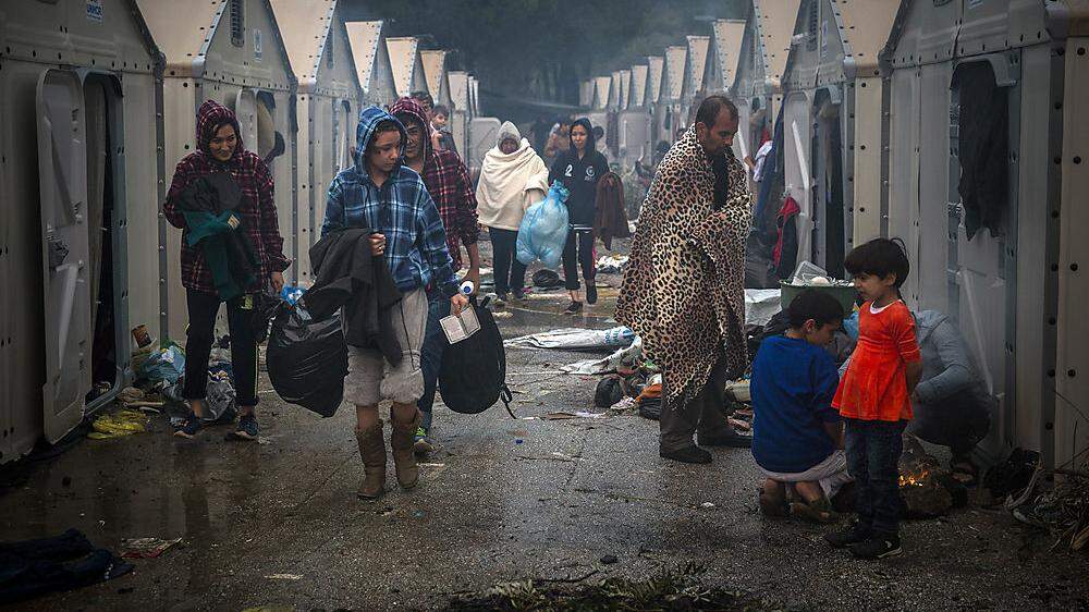 Flüchtlinge in einem Lager auf der griechischen Insel Lesbos