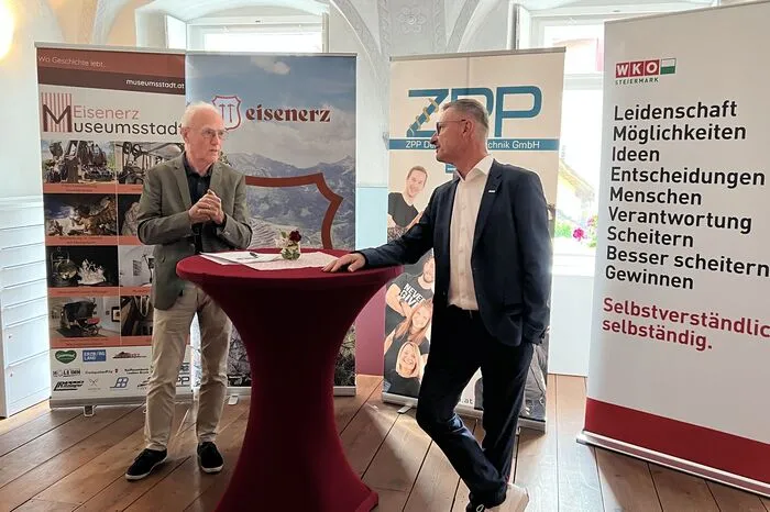Siegfried Nerat und Vizebürgermeister Markus Pump leiteten das Wirtschaftsfrühstück