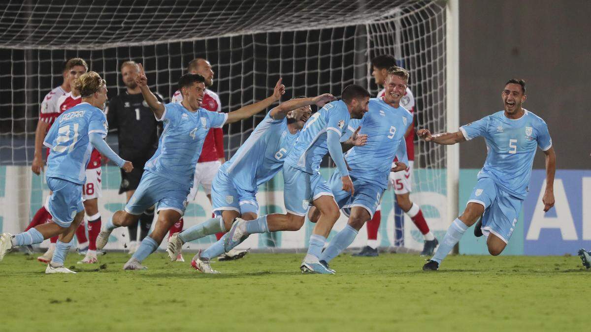 San Marino glich gegen Dänemark in der 61. Minute zum 1:1 aus, am Ende wurde es ein 1:2