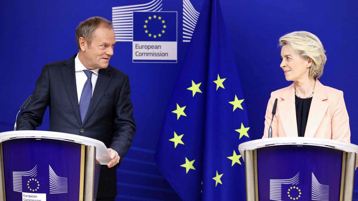 Ex-EU-Ratschef Tusk und Von der Leyen | Ex-EU-Ratschef Tusk und Von der Leyen