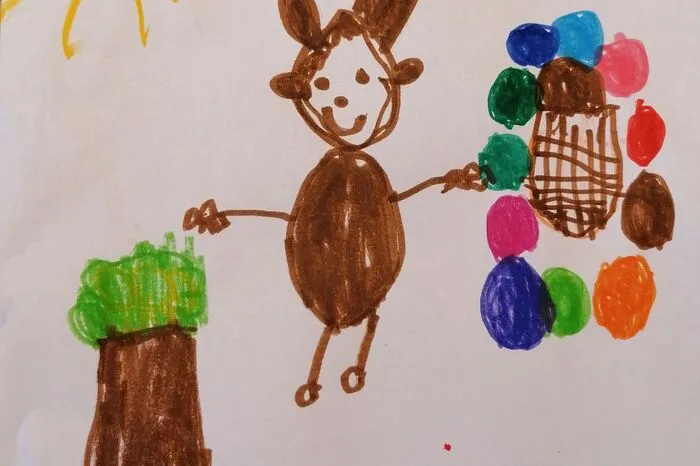 Auch fleißig bei der Arbeit ist der Osterhase, den Benjamin Rüscher (7) aus Donnersbach für uns gezeichnet hat