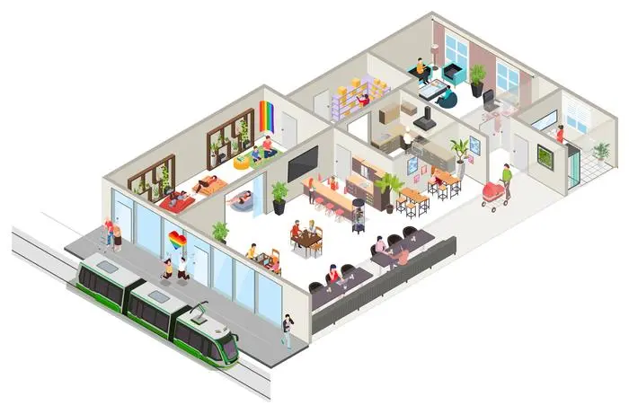 Ein großzügiger Aufenthaltsbereich, Beratungsräume und mehr: Das wird das Community-Zentrum