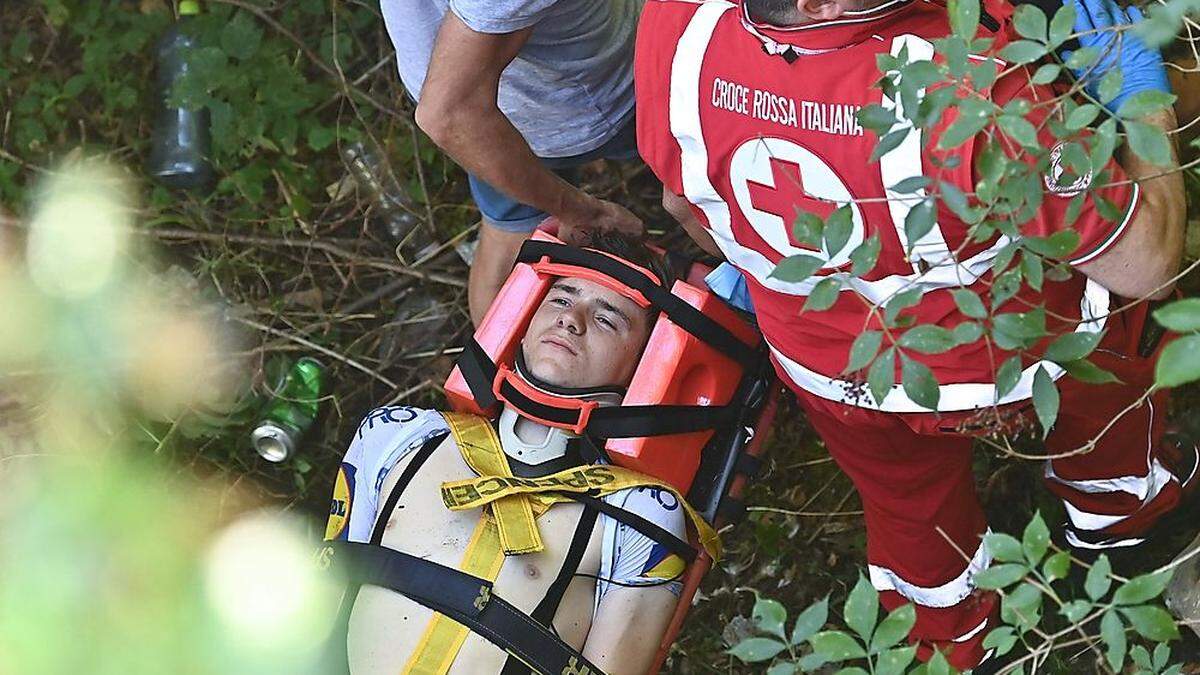 Remco Evenepoel nach dem Sturz