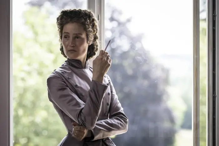 This image released by IFC Films shows Vicky Krieps as Empress Elisabeth in a scene from 'Corsage.' (IFC Films via AP)