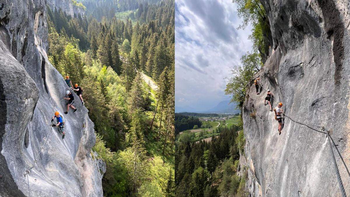 Der neue Klettersteig ´Hausmeister´ erlaubt traumhaufte Aussicht bei luftigem Klettersteigen im Schwierigkeitsgrad ´D´