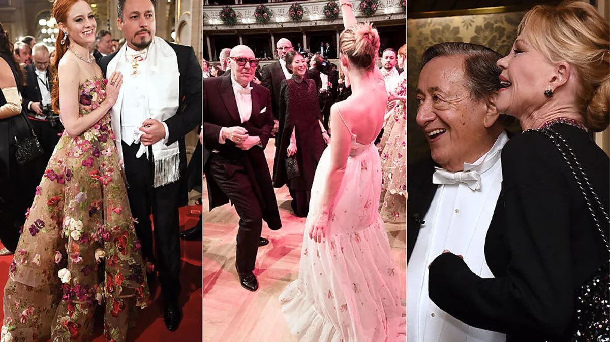 Model Barbara Meier und Unternehmer Klemens Hallmann, Fotograf Michel Comte tanzt mit Schauspielerin Lily James, Richard Lugner und Melanie Griffith