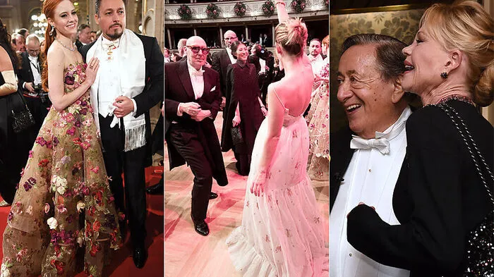 Model Barbara Meier und Unternehmer Klemens Hallmann, Fotograf Michel Comte tanzt mit Schauspielerin Lily James, Richard Lugner und Melanie Griffith