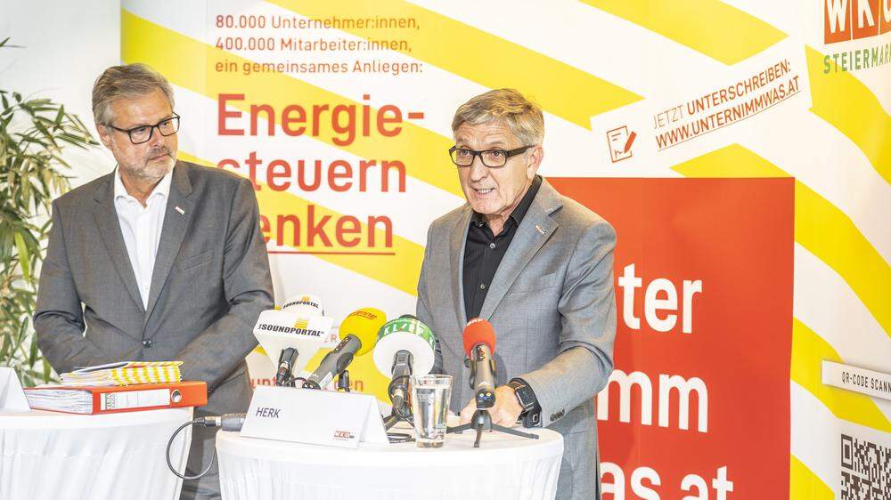 Spitze der steirischen Wirtschaftskammer: Karl-Heinz Dernoscheg (links) und Josef Herk
