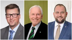 Die ÖVP-Bürgermeister Hannes Schlag, Johannes Zweytick und Christoph Grassmugg (v.l) suchen Koalitionspartner 