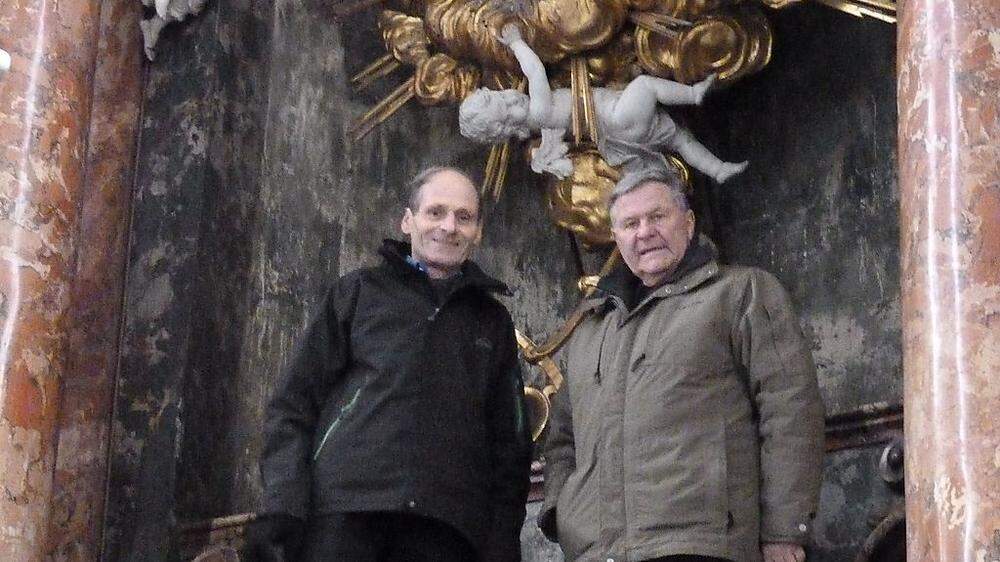 Werner Hilber und Hannes Merl sind die treibenden Kräfte der Renovierung der Minoritenkirche