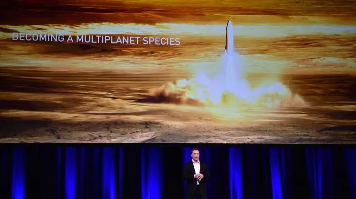 Mit der Rakete zum Mars.