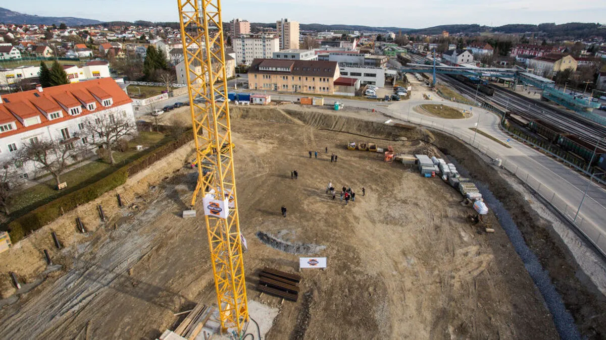 Die Baugrube von oben