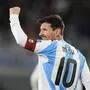FILE - Argentina's Lionel Messi celebrates scoring his side's third goal against Venezuela during a World Cup 2026 qualifying soccer match at the Monumental stadium in Buenos Aires, Argentina, Thursday, Sept. 4, 2025. (AP Photo/Gustavo Garello, file)