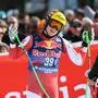 ABD0132_20250125 - KITZBÜHEL - ÖSTERREICH: Vincent Wieser (AUT) im Zielgelände der Ski alpin Weltcup Abfahrt der Männer am Samstag, 25. Jänner 2025, in Kitzbühel. - FOTO: APA/TOBIAS STEINMAURER