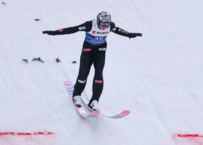 TRONDHEIM,NORWAY,08.MAR.25 - NORDIC SKIING, SKI JUMPING - FIS Nordic World Ski Championships, large hill, men. Image shows Marius Lindvik (NOR). Photo: GEPA pictures/ Thomas Bachun