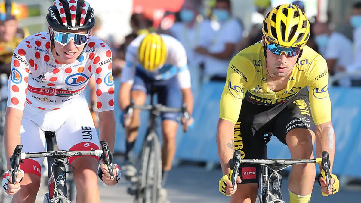 Primož Roglič (r.) und Tadej Pogačar