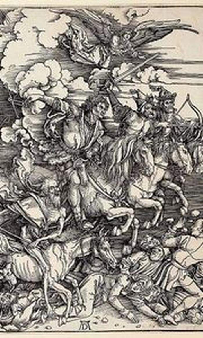 "Die vier Apokalyptischen Reiter" von Albrecht Dürer, Holzschnitt  von 1497/98 