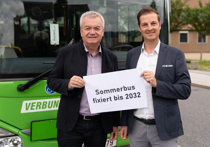 Verkehrsreferent Anton Lang und Gröbmings Bürgermeister Thomas Reingruber freuen sich über die Verlängerung