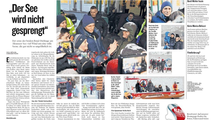 Den wohl berühmtesten Film-Auftritt im Bezirk hatte bisher der Altausseer See, als ihn Daniel Craig 2015 als James Bond in „Spectre“ überquerte.