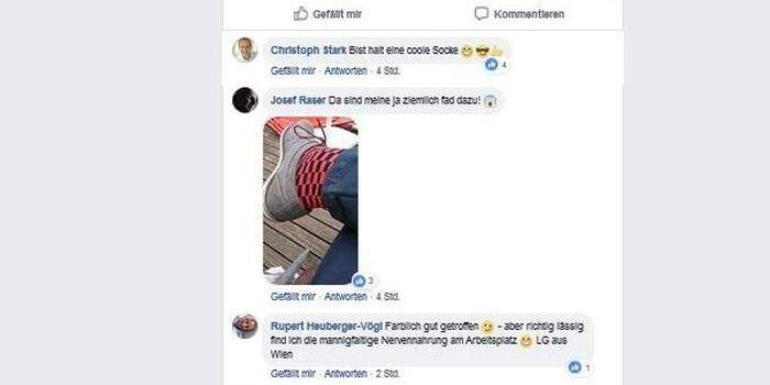 Josef Raser postet auf Kinskys Seite Waffelmuster-Socken