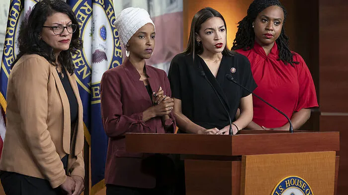 Alexandria Ocasio-Cortez, Ayanna Pressley, Rashida Tlaib, Ilhan Omar
