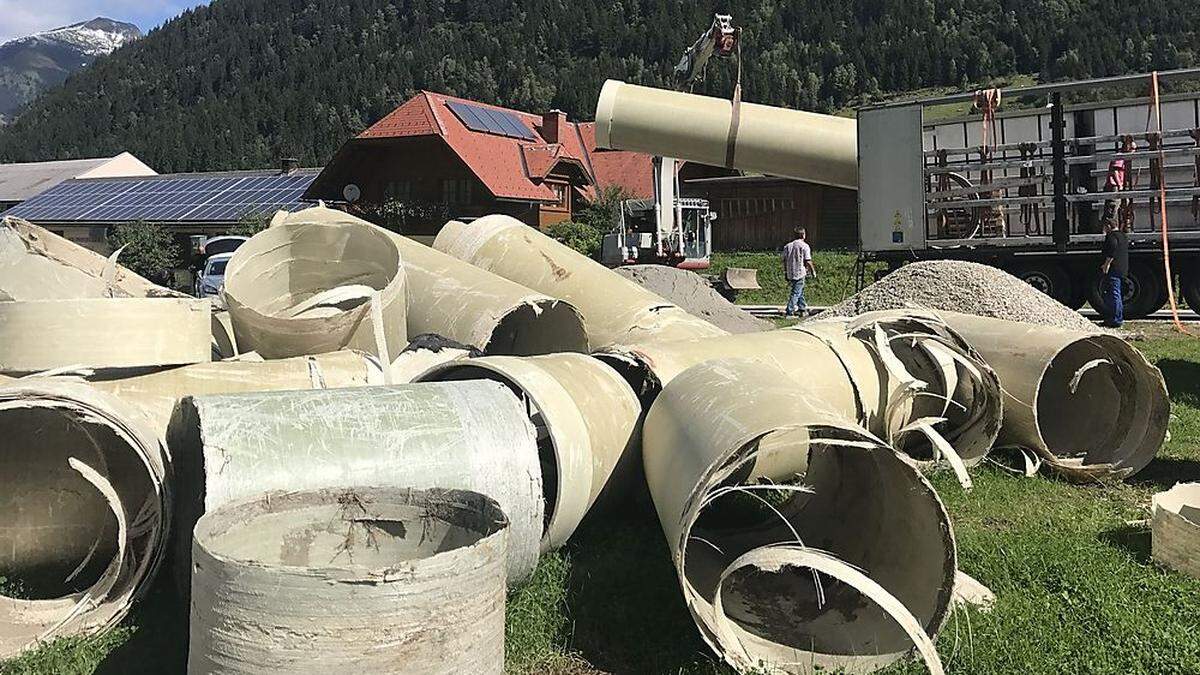 Rohr für Rohr wurde im Sölktal freigelegt 