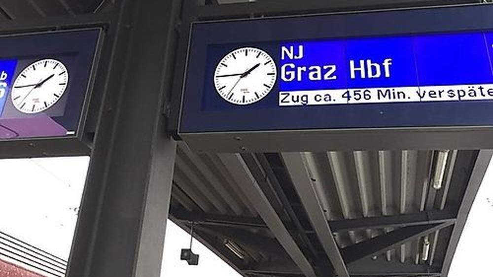 Kein Verschreiber: Der Nightjet nach Graz ist um 456 Minuten verspätet