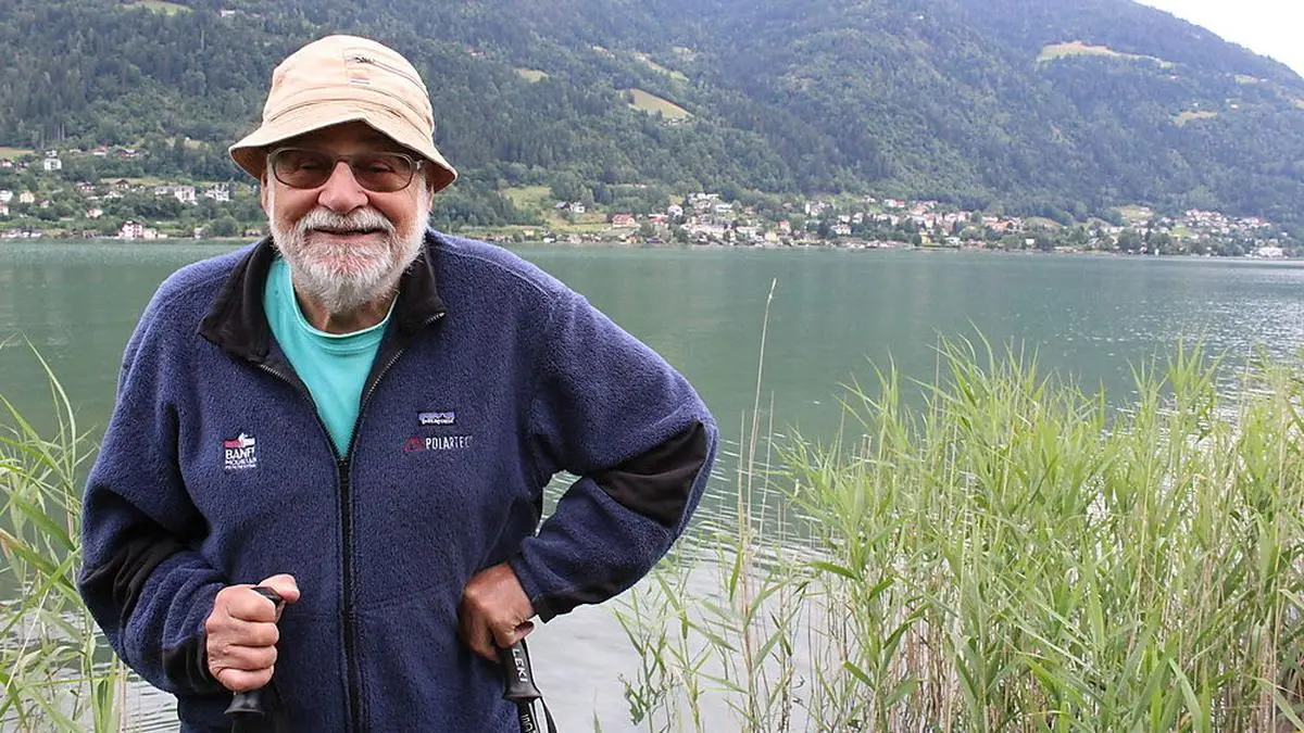 Kurt Diemberger am Platz seiner Jugend - dem Ossiacher See