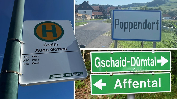 In der Oststeiermark gibt es etliche skurrile Ortsnamen und Flurbezeichnungen