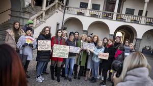 Protestaktion im Landhaushof