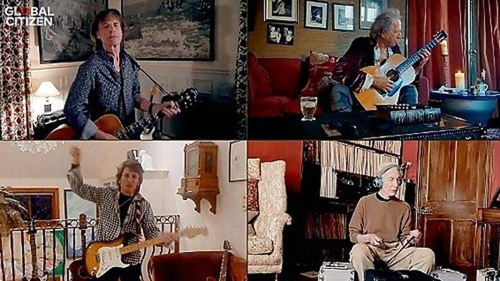 Getrennt und doch zusammen: Die Rolling Stones spielten und sangen in ihren jeweiligen Wohnzimmern &quot;You Can't Always Get What You Want&quot;
