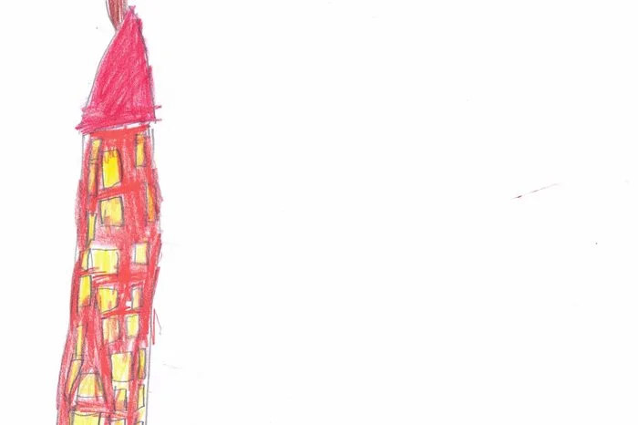 Ein weihnachtliches Hochhaus hat Lanah Marie Melischnig (5 Jahre) aus Kühnsdorf gezeichnet.