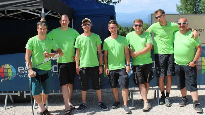 Das Veranstalter-Team mit Jani Herzog, Grega Stopar, Anej Štrucl, Thomas Taupe, Dennis Lutnik, Nejc Kotnik und Damijan Kalčič (von links).