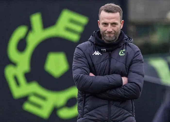 Cercle's new head coach Austrian Ferdinand Feldhofer looks on during a training session of Belgian first division team Cercle Brugge KSV, in Brugge, on December 11, 2024 (Photo by NICOLAS MAETERLINCK / Belga / AFP) / Belgium OUT